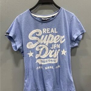 Superdry Vintage Light Blue Tee with White Print